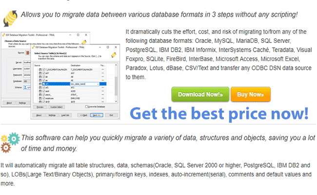 Migrate databases easily using esf migration software